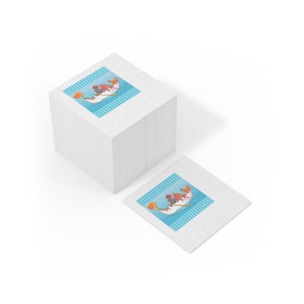 A Rooster's Seafaring Adventure White Coined Napkins