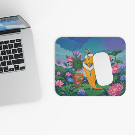 🌸💛 The Lady In The Golden Garden Mouse Pad – Art Deco Floral Elegance