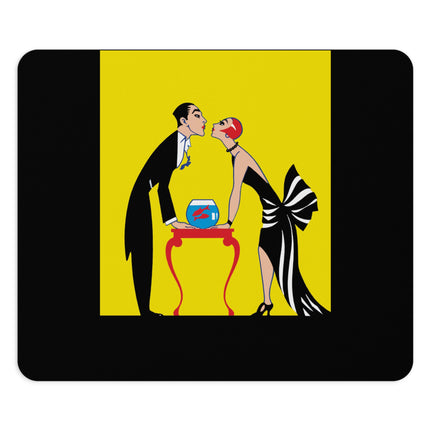A Moment of Elegance: A Passionate Embrace Amidst Golden Splendor Mouse Pad, Round and Rectangle