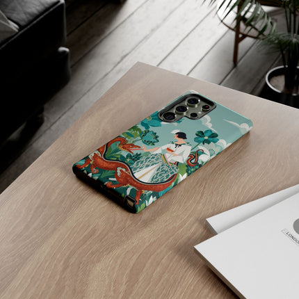 🐉🌿 The Dragon Keeper Phone Case – Art Deco Floral Fantasy