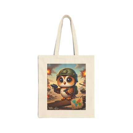 The Owl on the Front Lines Cotton Canvas Tote Bag – Courage & Quiet Strength
