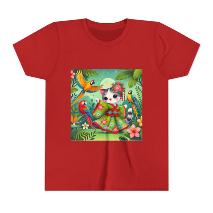 Parrot Dance of the Geisha Kitten Youth Short Sleeve Tee