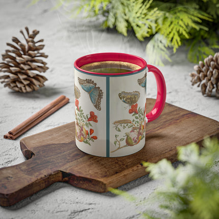 Blue Butterflies and Pomegranate by Maria Sibylla Merian Colorful Mugs, 11oz