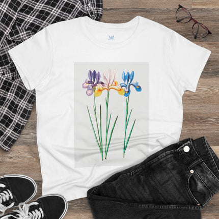 Women's Blue Iris Print Midweight Cotton Tee