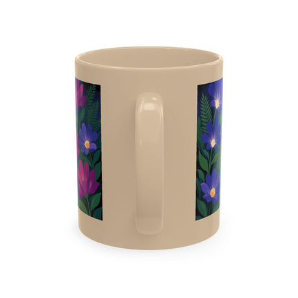 🌙🌺 The Lady Of The Midnight Flower Garden Ceramic Mug – Art Deco Floral Elegance