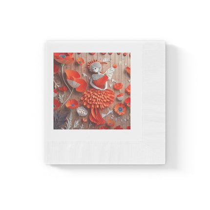 Poppy Fairy White Coined Napkins