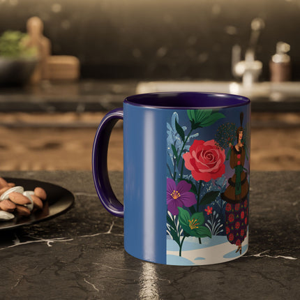 🌹❄️ The Holly Rose Of Winter Colorful Mug – Art Deco Christmas Garden