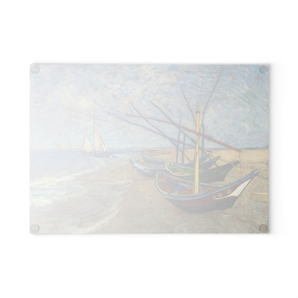 Fishing Boats by Vincent Van Gogh Glass Cutting Board