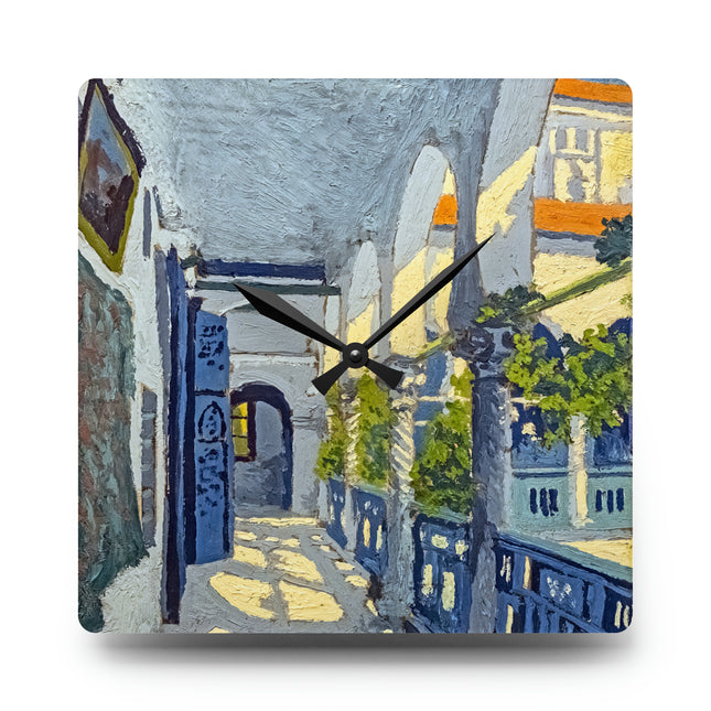 Gallery of a Moroccan Riad Acrylic Wall Clock, Round and Square