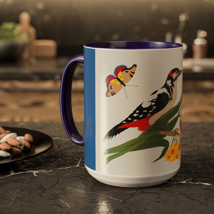 Woodpecker & Tulip Colorful Mugs – Vibrant Spring & Bold Beauty