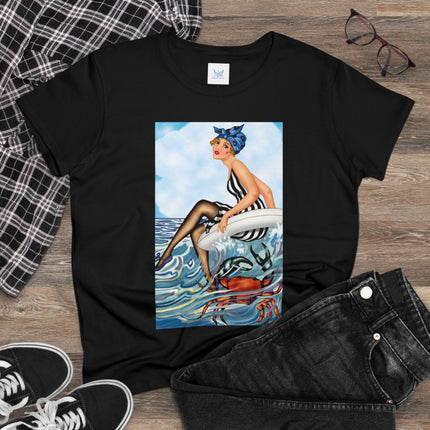 Playful Waves and Fashion Follies Women's Midweight Cotton Tee
