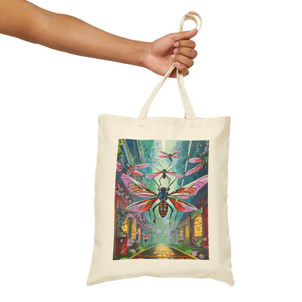 Neon Swarm Cotton Canvas Tote Bag