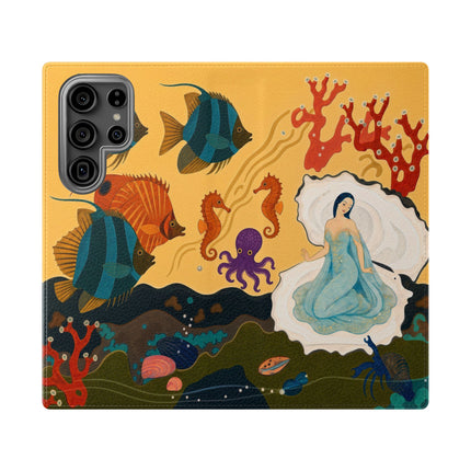 🐚🌊 The Lady Of The Enchanted Pearl Flip Case – Art Deco Undersea Fantasy