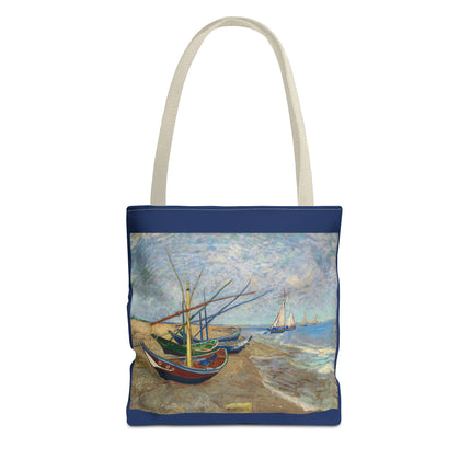 Fishing Boats on the Beach at Saintes-Maries by Vincent Van Gogh Tote Bag (AOP)