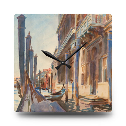 Gondola Moorings on the Grand Canal by John Singer Sargent Acrylic Wall Clock, Round and Square
