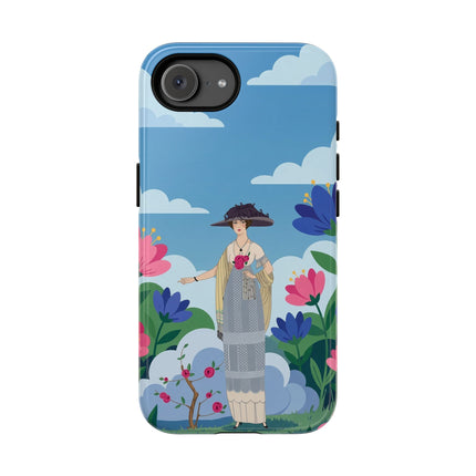 🌸🎩 The Lady Of The Grand Flower Garden Phone Case – Art Deco Fashion Illustration
