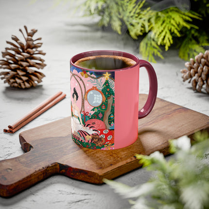 🎀🎄 Christmas Morning In The Rose Parlor Colorful Mug – Art Deco Holiday Fantasy