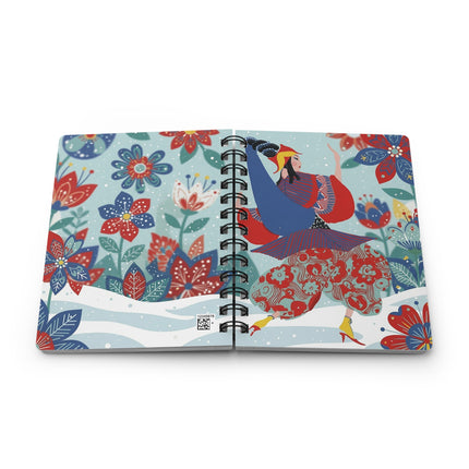 🌺❄️ The Winter Folk Flower Dancer Spiral Notebook – Colorful Art Deco Snow Fantasy