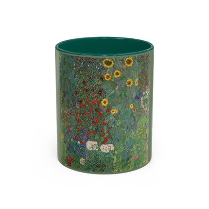 Farm Garden with Sunflowers by Gustav Klimt Colorful Mugs (11oz, 15oz)