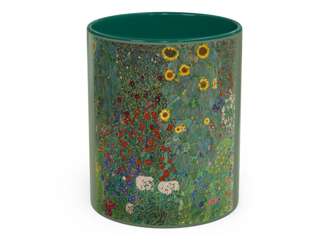 Farm Garden with Sunflowers by Gustav Klimt Colorful Mugs (11oz, 15oz)