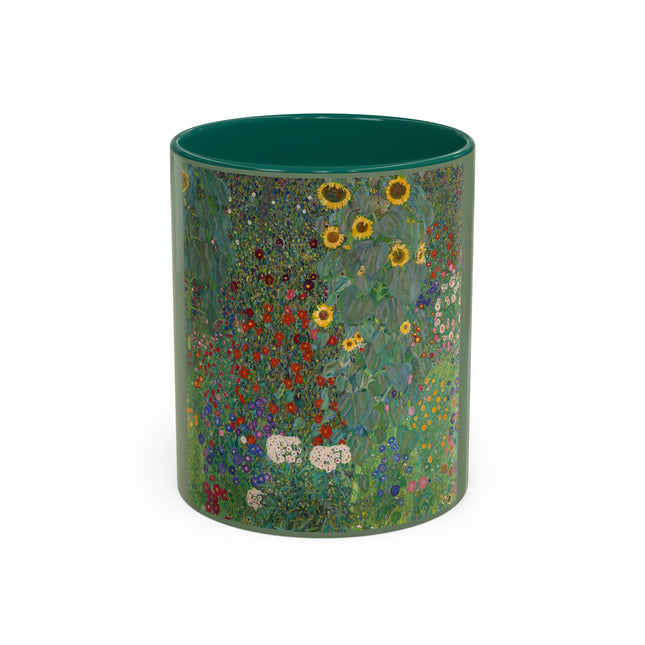 Farm Garden with Sunflowers by Gustav Klimt Colorful Mugs (11oz, 15oz)
