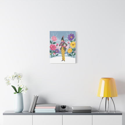 🐇🌹 The Lady With The White Rabbit Matte Canvas – Art Deco Winter Garden