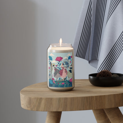 🦚🌺 The Ladies Of The Enchanted Aviary Scented Soy Candle – Art Deco Floral Whimsy
