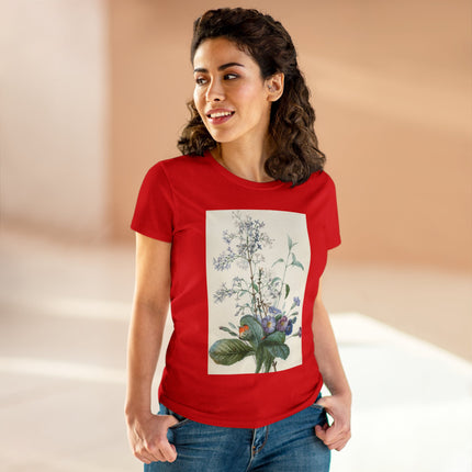 A Bouquet of Flowers with Insects by Pierre Joseph Redouté Women's Midweight Cotton Tee