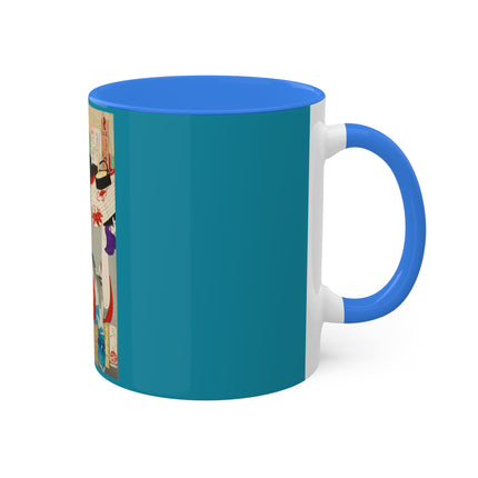 Looking Observant; The Appearance of a Kyoto Waitress of the Meiji Era by Tsukioka Yoshitoshi Colorful Mugs, 11oz