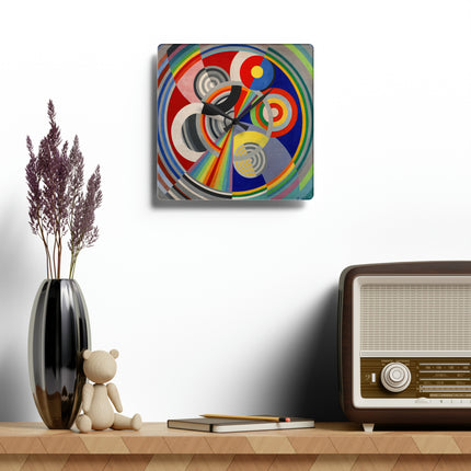 Rythme No. 1 by Robert Delaunay Acrylic Wall Clock, Round and Square