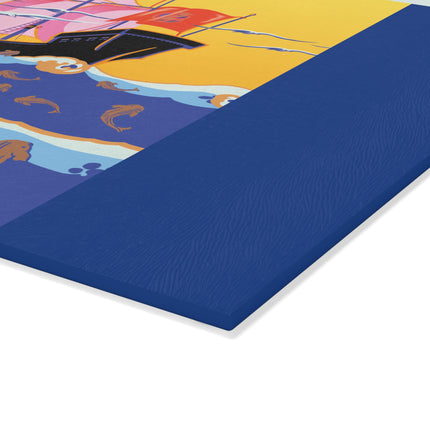 Golden Seas and Whimsical Dreams Glass Cutting Board