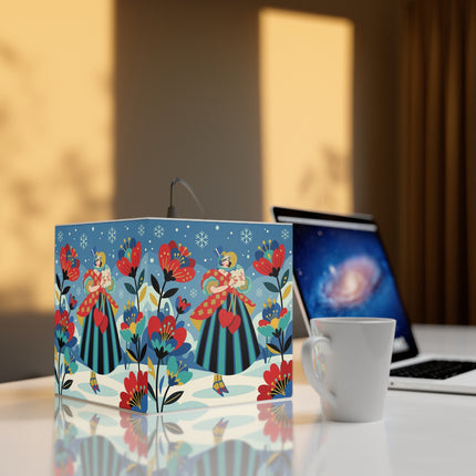 ❤️❄️ The Winter Heart Messenger Light Cube Lamp – Art Deco Snow Garden Fantasy