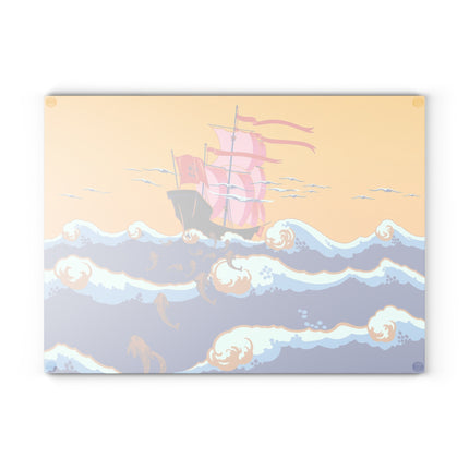 Golden Seas and Whimsical Dreams Glass Cutting Board