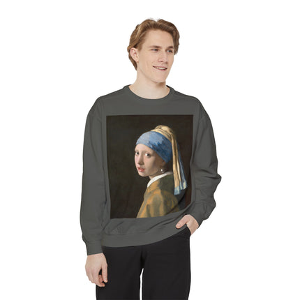 Girl with a Pearl Earring by Johannes Vermeer Unisex Garment-Dyed Sweatshirt