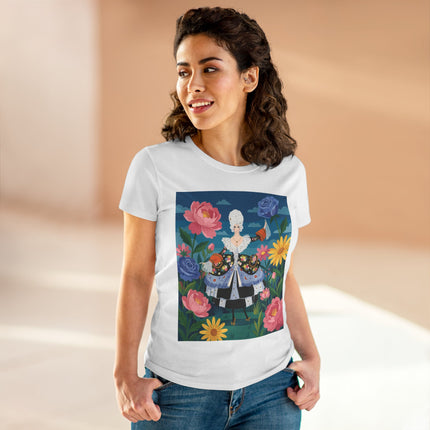 🌸👑 The Duchess Of The Enchanted Garden Cotton Tee – Art Deco Floral Elegance