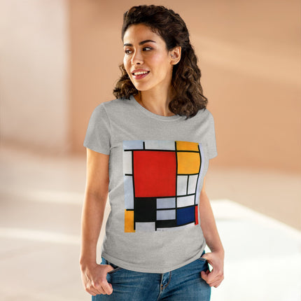 Composition with Red, Yellow, Blue, and Black by Piet Mondrian Women's Midweight Cotton Tee