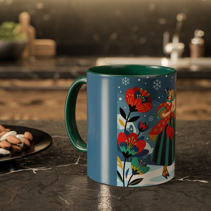 ❤️❄️ The Winter Heart Messenger Colorful Mug – Art Deco Snow Garden Fantasy
