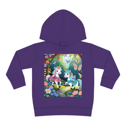 Baby Unicorns and Fluttering Butterflies Toddler Pullover Fleece Hoodie