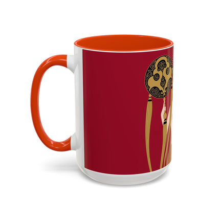 Butterfly Empress of the Crimson Pavilion Colorful Mug (11oz, 15oz) – Art Deco Beauty, Butterfly Elegance & Ornamental Style
