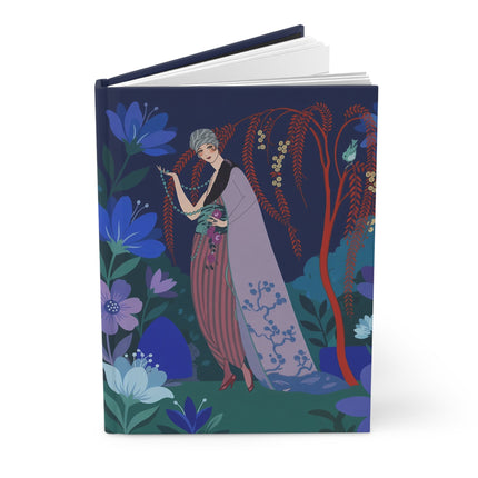 🌙🌿 The Lady Of The Midnight Willow Hardcover Journal – Art Deco Garden Elegance
