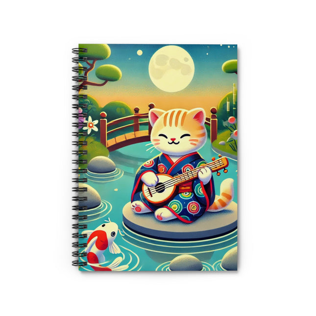 Melodic Kitten by the Koi Pond Spiral Notebook - Ruled Line