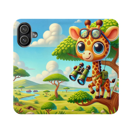 🦒🔭 Giraffe Lookout Flip Case – Adventure, Curiosity & Explorer Spirit