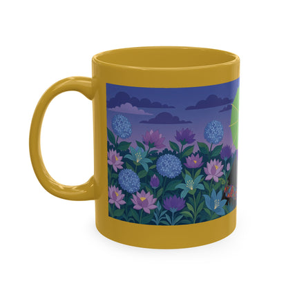 🧶☂️ The Lady Of The Garden Knitting Circle Ceramic Mug – Art Deco Floral Whimsy