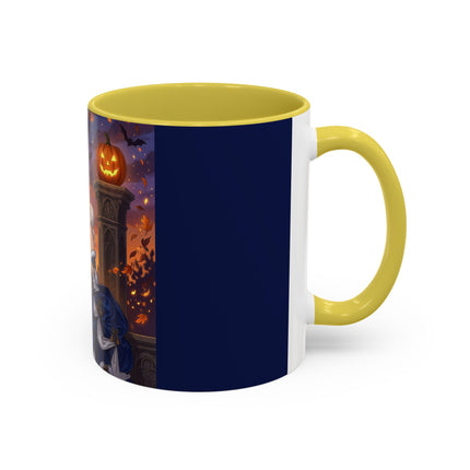 🎃💙 The Pumpkin Lantern Courtship Colorful Mug – Romantic Halloween Elegance