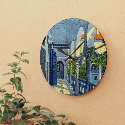 Gallery of a Moroccan Riad Acrylic Wall Clock, Round and Square