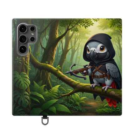 🪶🌲 The African Grey Sentinel Flip Case – Quiet Strength & Woodland Adventure