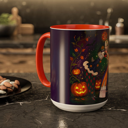 🎭🎃 The Masquerade Beneath The Pumpkin Lantern Colorful Mug – Theatrical Halloween Charm