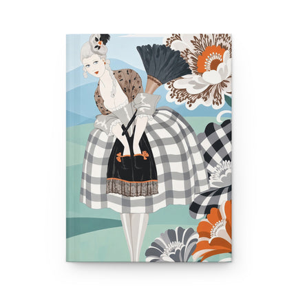 🖤🧡 The Lady Of The Checkered Flower Garden Hardcover Journal – Art Deco Fashion Whimsy