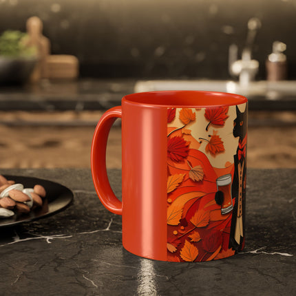 Siamese Cat at an Autumn Harvest Fair Colorful Mugs (11oz, 15oz)