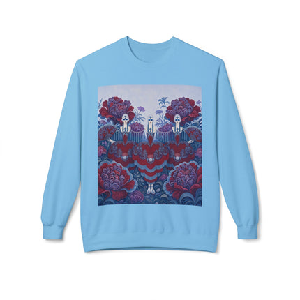 🎭🌺 The Enchanted Garden Masquerade Trio Midweight Crewneck Sweatshirt – Art Deco Floral Elegance